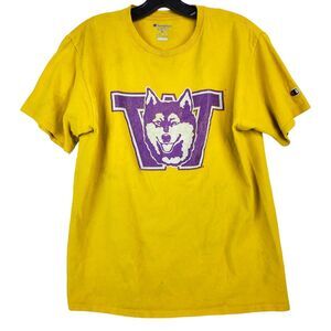 WASHINGTON HUSKIES Shirt Adult Medium Yellow Purple W LOGO College Football